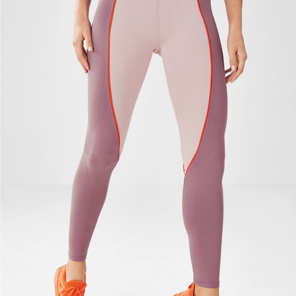 Fabletics Two-Tone Leggings with Orange Accents